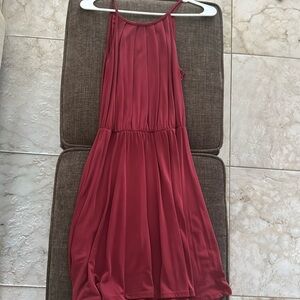 Burgundy Red Knee Length Dress